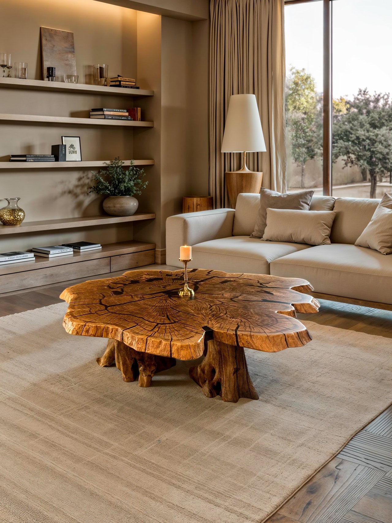 Coffee table made of oak roots with matte resin Vista – LUXTABLE