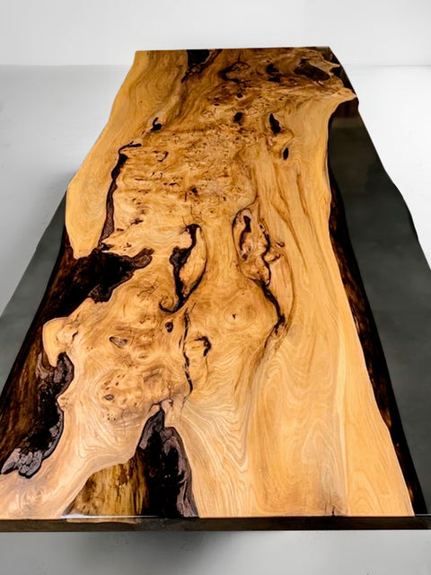 Epoxy dining table from elm with smoky resin Woodwave
