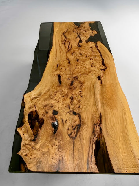 Epoxy dining table from elm with smoky resin Woodwave