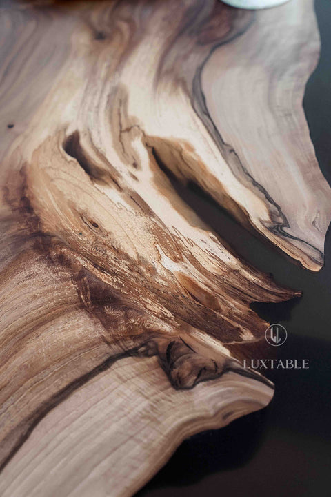 Epoxy Tisch Dante aus Nussbaum mit rauchgrauem Epoxidharz